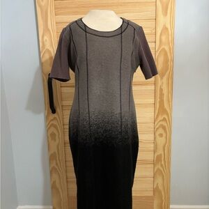 035 Wool dress by Olsen Europe Gradient Black and Gray Midi Dress